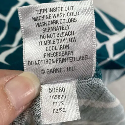 Garnet Hill Henley sleep Dress Womens Small Green White VNeck Pocket Lightweight