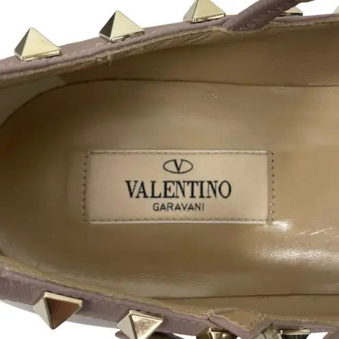 Valentino Garavani NEW Rockstud Caged Paten Leather Flats Pink Size 38.5