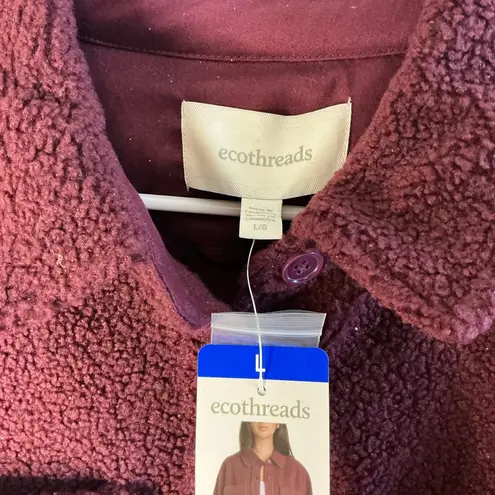Ecothreads Ladies' Long Sleeve Boucle with 2 Pockets Shirt Jacket Red Size L