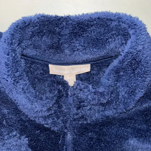 Woman Within  Size 26/28 2X Blue Teddy Bear Cozy Long Sleeve Zip Front Jacket