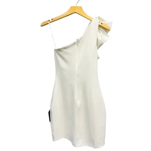Lulus Unstoppable Stunner White Ruffled One Shoulder Mini Dress size XS NWT