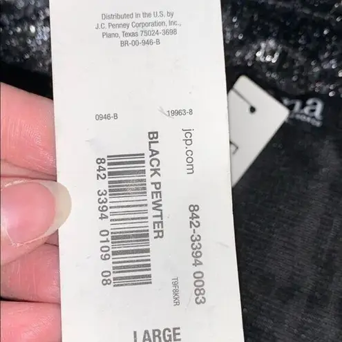 a.n.a  Womens Sweater Top Shirt Faux Fur Boat Neck Pullover Black Pewter Large