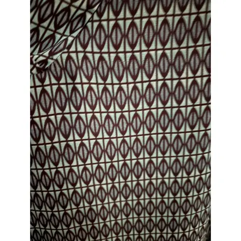 Stylus Teal Geometric Print V Neck Blouse Womens Size Medium Sheer Sleeve Top Blue