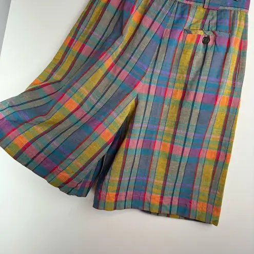 Vtg Giorgio Sant Angelo Bermuda Shorts Sz 6 Rainbow Cotton Linen Academia Blue