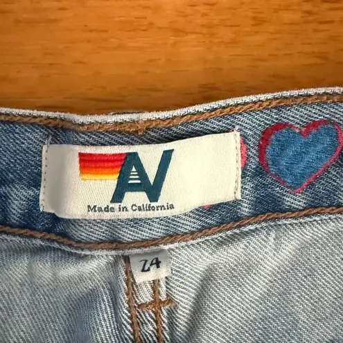 Aviator Nation ❤️ CALI LOVER HEART BOLT DENIM JEAN SHORTS SIZE 24 ⚡️