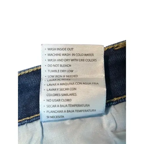 Kancan Size 13/30 High Rise Cuffed Ankle Skinny Distressed Dark Wash Denim Jeans Blue