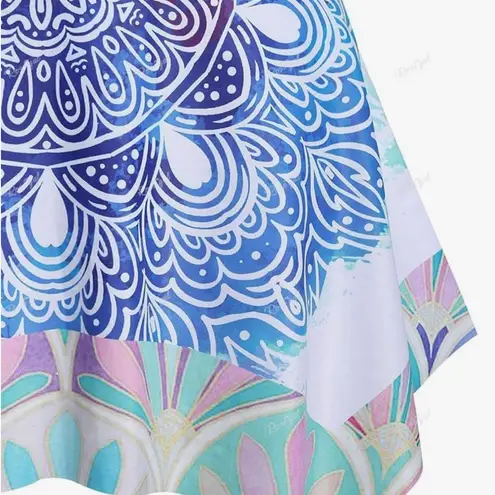Rosegal Blue and Purple Mini Skater Skirt Resort Wear Size M