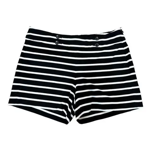 White House | Black Market  Womens Ponte Striped Shorts Black White Buttons 4 Short