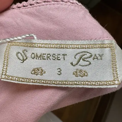 Somerset Bay Pink Embroidered Floral Blouse S | Lace Trim Girly Cottagecore Top