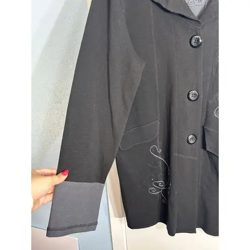 Vincente Jacket XL Black Color Block Embroidered Whimsigoth Stevie Nicks Vamp