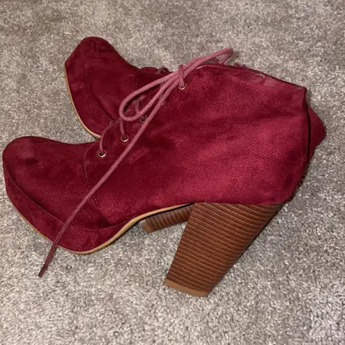 Bella Marie Was $39 now $20 platform booties in cranberry red size 10 tall