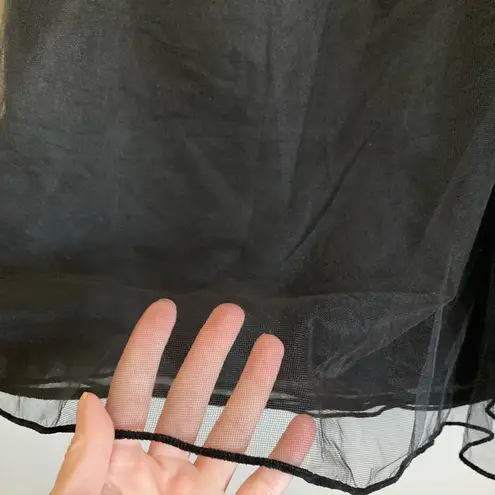 Max Studio  Black Layered Sheer Mesh Tuile Lace Full Party Skirt #MBG