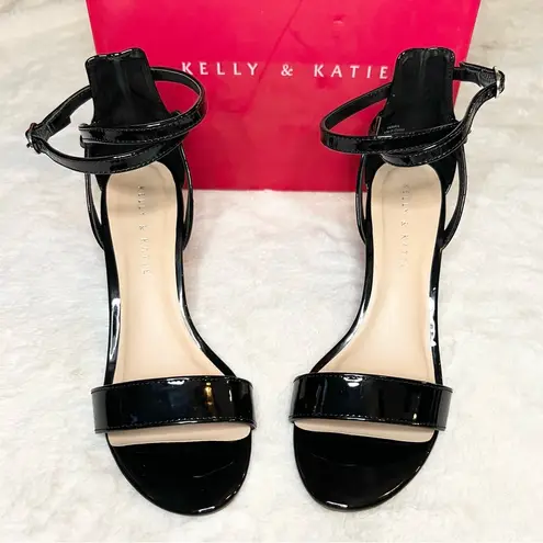 Kelly & Katie  Tamra Black Wedge Sandals Ankle Strap Heels Women’s Size 9