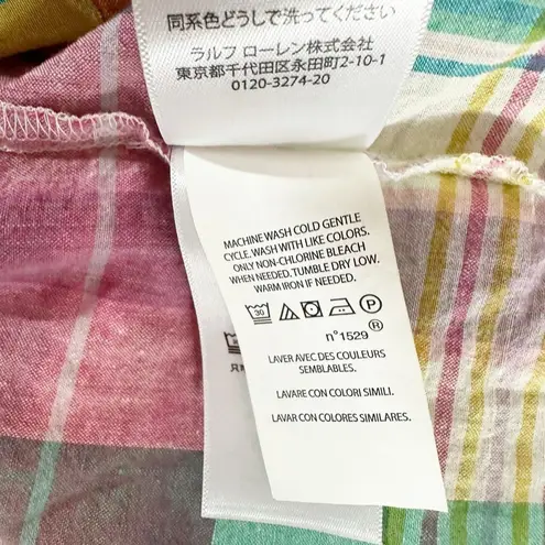 POLO Ralph Lauren Madras Plaid Ruffle Midi Dress Size US 2 Boho Cottagecore