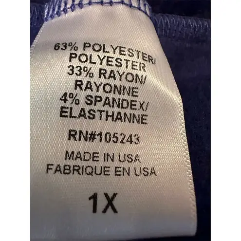 Bobeau Women's Blue Wrap Poncho 1X Button Closure Basic Jacket