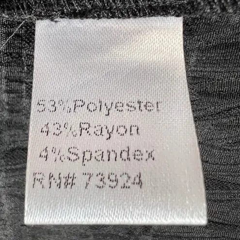 Misook Women Black Textured Blazer Jacket L Stretch Knit Open Front Lightweight