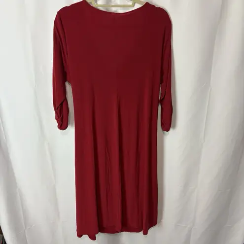 Ny Collection Woman Red Faux Wrap 3/4 Sleeve Plus Party Career Dress 1X