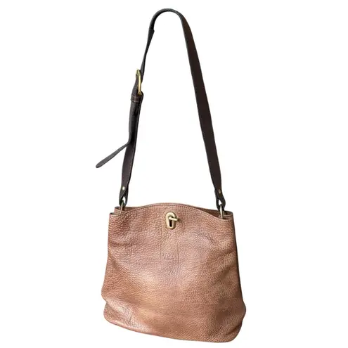 I Ponti Firenze Brown Penble Leather Wide Strap Shoulder Bag