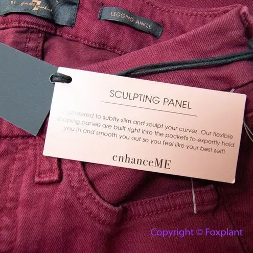 New! Jen 7, 7 for all mankind dark burgundy skinny legging ankle jeans, size 0 Red