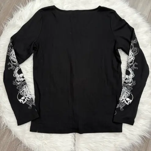 Social Collision Black Cross Wings Graphic Long Sleeve Tee Size XL