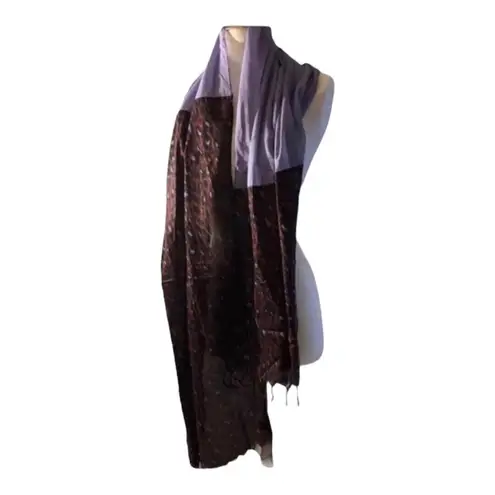 CODELLO Too Beautiful Women’s Solid Purple And Subtle Animal Print Cotton Scarf