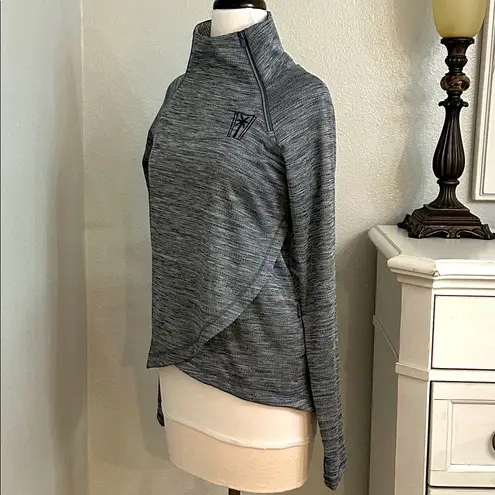 IBKUL Long Sleeve Thumbhole Golf Pullover Black Heather Gray Logo Size Medium