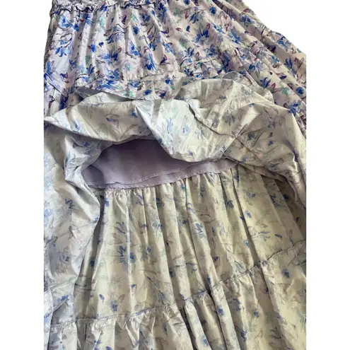 Storia  Kerri Flowy Ruffled Tiered Maxi in Blue Florals‎ Size Large