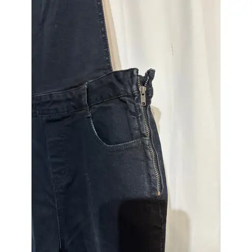 ModlX Women's Black Denim Cropped Wide Leg Overalls Jumpsuit Size 10