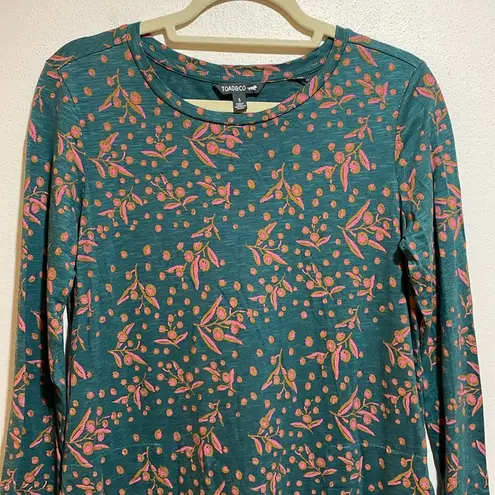 Toad & Co  Windmere II Long Sleeve Dress in Jasper Seedpod Print Teal Floral Small