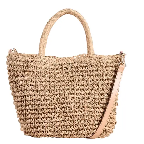 Hat Attack NWT Daily Woven Raffia Crossbody Bag Tan One Size Summer Casual