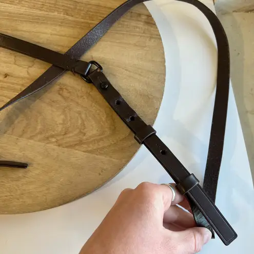 KDB Brown Genuine Cowhide Leather Black Fur Lined Crossbody Small Bag