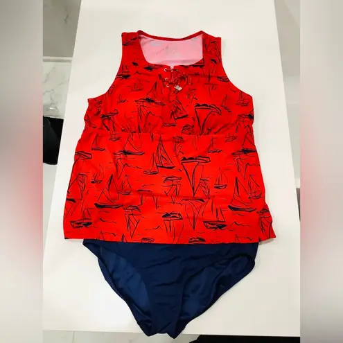 So NICE swim tankini top w/ bottom 🏖️🏝️ Red Size 18