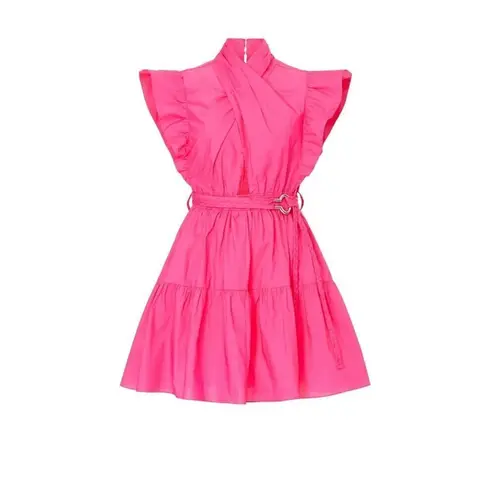 Derek Lam 10 Crosby Finne Ruffled Wrap Tiered Mini Dress in Pink 38 Womens
