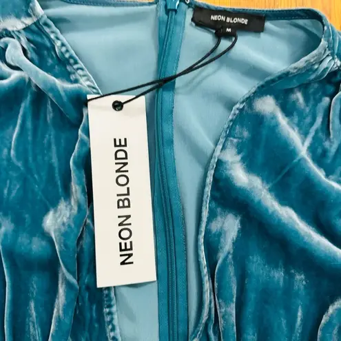 NEON BLONDE Blue Mini Dress with Deep V