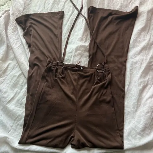 Streetwear Society Brown wide leg cutout pants