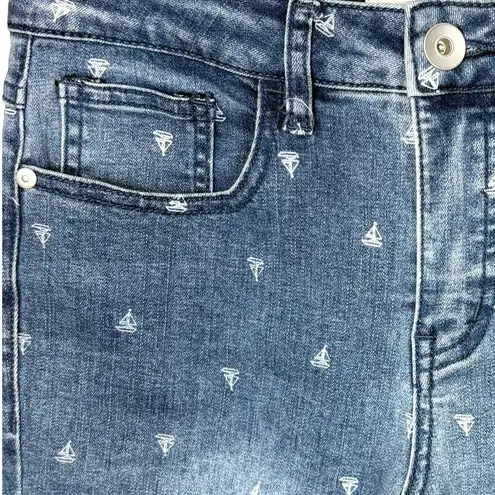 Tribal Jeans Womens Audrey Mid Rise Ankle Jegging Denim Jeans Sailboat Print 2 Blue