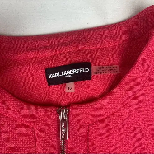 Karl Lagerfeld women's size 16 Jacquard jacket pink blazer business 1x cropped