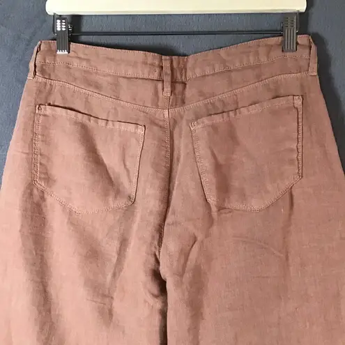 L'Agence Nude Pink Linen Wide Leg Cropped Pants High Waist Size 29 Trousers
