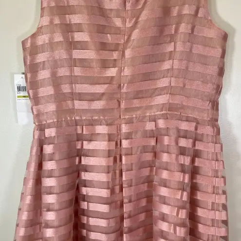 London Times NWT  Modcloth Rose Gold Pink Retro Organza Stripe A Line Dress