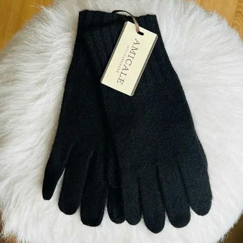 AMICALE Cashmere Touch Screen Tech Knit Gloves, Luxurious, 100%, Black, NWT Black