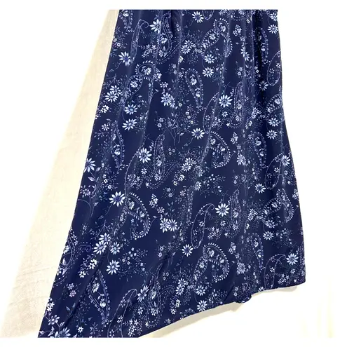 VTG Bentley 24 Plus Midi Blue Floral Print Elastic Skirt Whimsygoth Fairy Formal