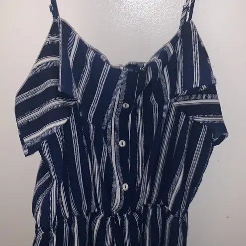 Monteau  Blue/White Striped Romper in Size XL
