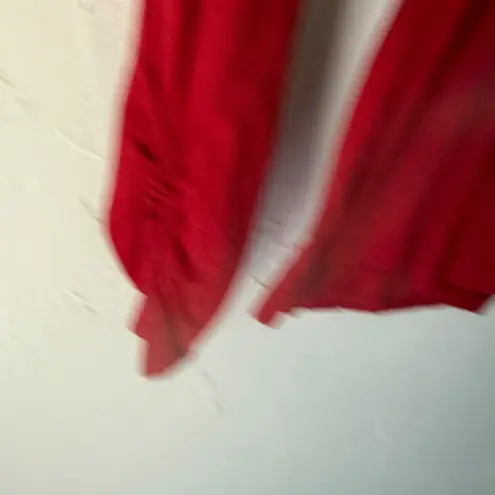 Habitat XS Red Pima Cotton Long Sleeve Turtleneck Top Ruched Coquette Romantic