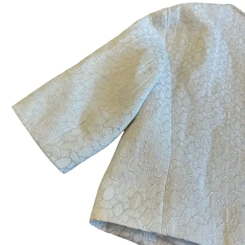 Club Monaco Cream Silver Metallic Blazer Jacket Cropped Oversized Size Large