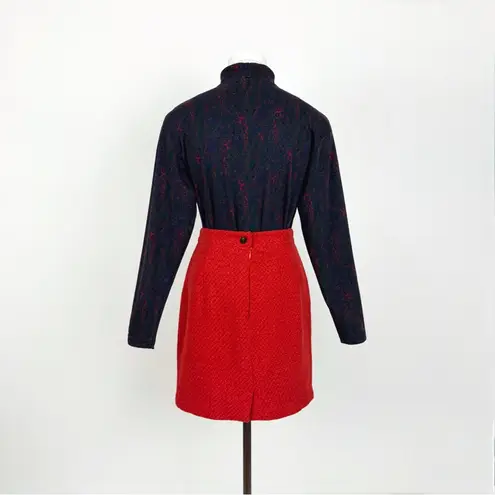 Vintage 70’s Tweed Mini Skirt in Red | Size S/M Size M