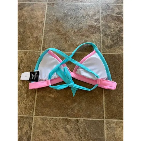 Macy's Salt + Cove Triangle Colorblock Bikini Swim Top Blue Multi Size Large - Image 6