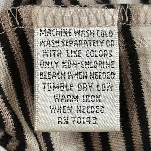 Hasting & Smith Striped Black, Brown, Tan and White Short Sleeve Top, Petite