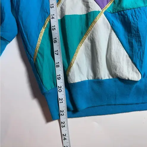 Vintage 80s Nerd Girl Athleisure Colorblock Activewear Set Medium Blue