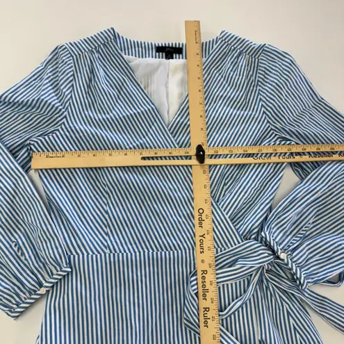 J.Crew Dress Womens Size 6 Blue White Striped Cotton Poplin Wrap