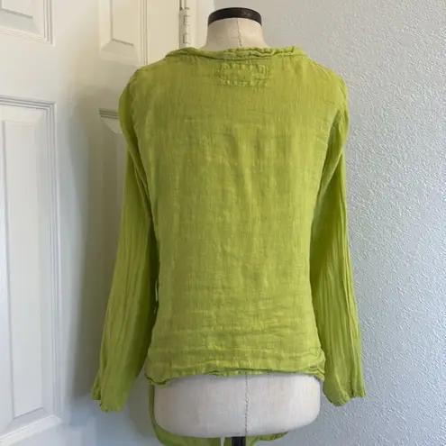 Grizas 100% linen button up cardigan lime green Size L